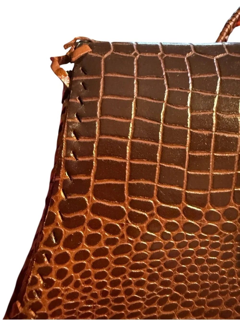 Source Unknown Croc-Embossed Top-Handle Satchel in Brown